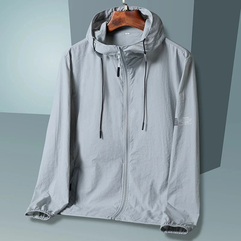 Chaqueta ligera con capucha para hombre - Primavera/Verano - Casual - Cremallera